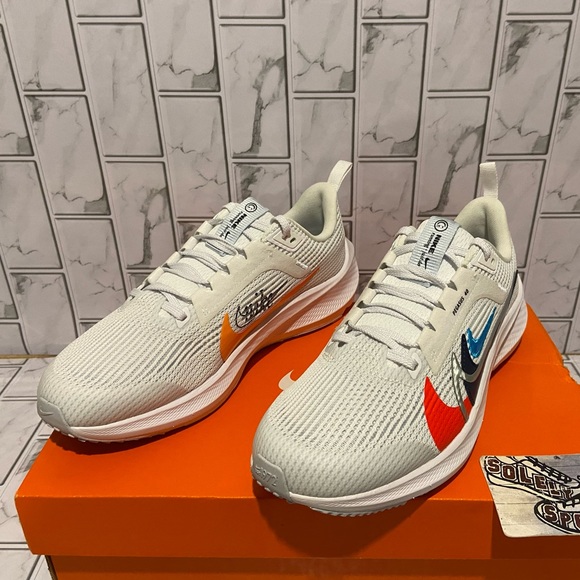 New Nike Air Zoom Pegasus 40 Premium White Blue Orange Red Running Shoes - Picture 3 of 13